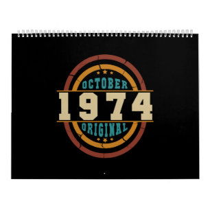 Calendario Nacido en octubre de 1974 Retro Orginal