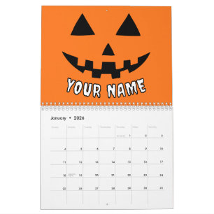Calendario Naranja personalizado Calabaza Halloween su nombre