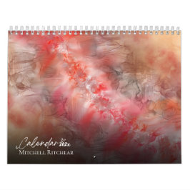 Calendario Naranja personalizar Burgundy Gray Watercolor márm