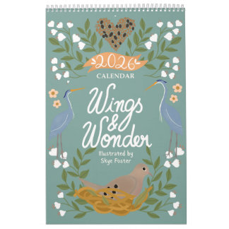 Calendario Nature Art Calendar with Backyard Birds & Flowers