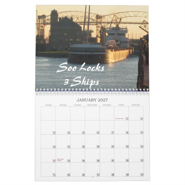 Calendario Naves del, grandes, lagos (Jan 2027)