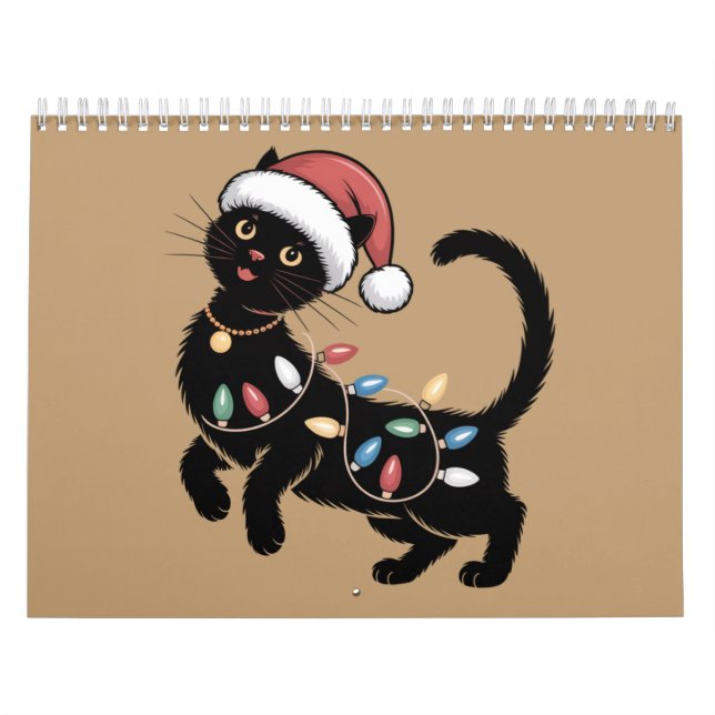Calendario Navidades de amante de gato negro lindo Regalo de  (Tapa)