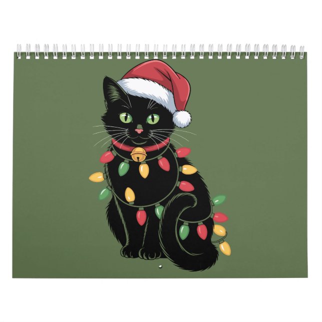 Calendario Navidades de Gato Negro Amante Gatito Gatito Gato  (Tapa)