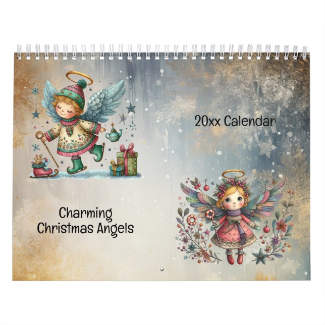 Calendario Navidades encantadores Angels Folk Art Style (Tapa)