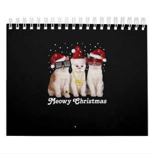 Calendario Navidades felices   Gato lindo con Santa Claus