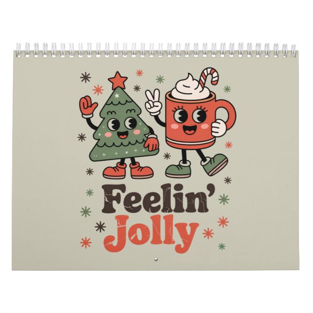 Calendario Navidades retro sintiéndose jolly vintage (Tapa)