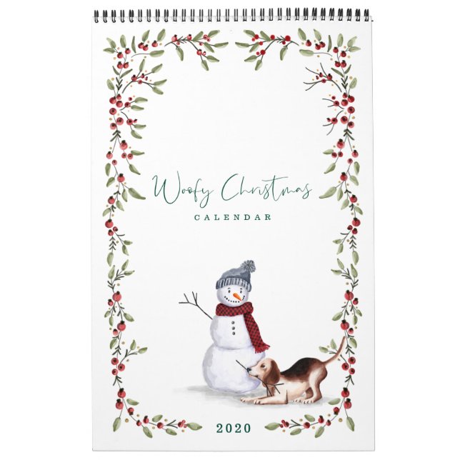 Calendario Navidades Woofy Cute Watercolor Perros traviesos (Tapa)