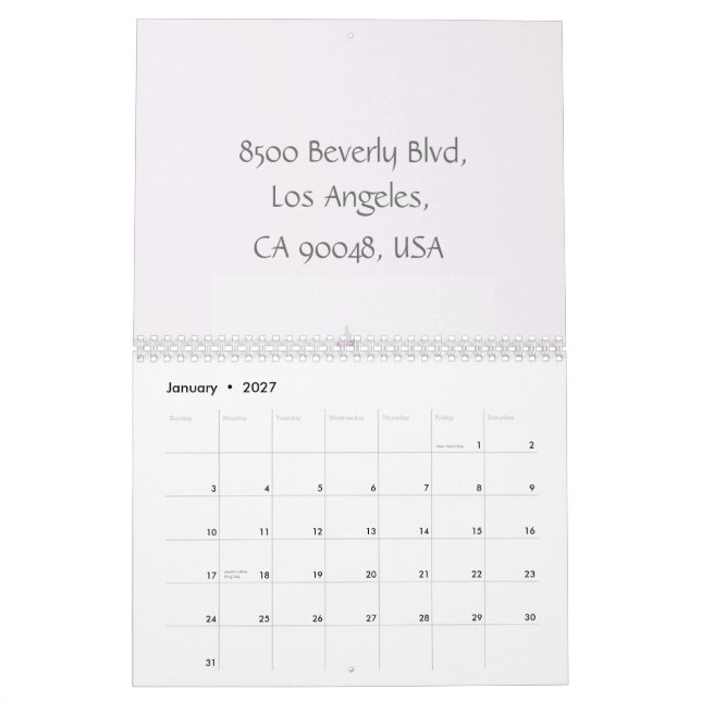 Calendario Negocio de acuarela de tarta (Jan 2027)