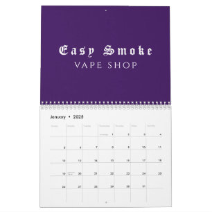 Calendario Negocio de Tienda de Vaporizadores Purple Smoke