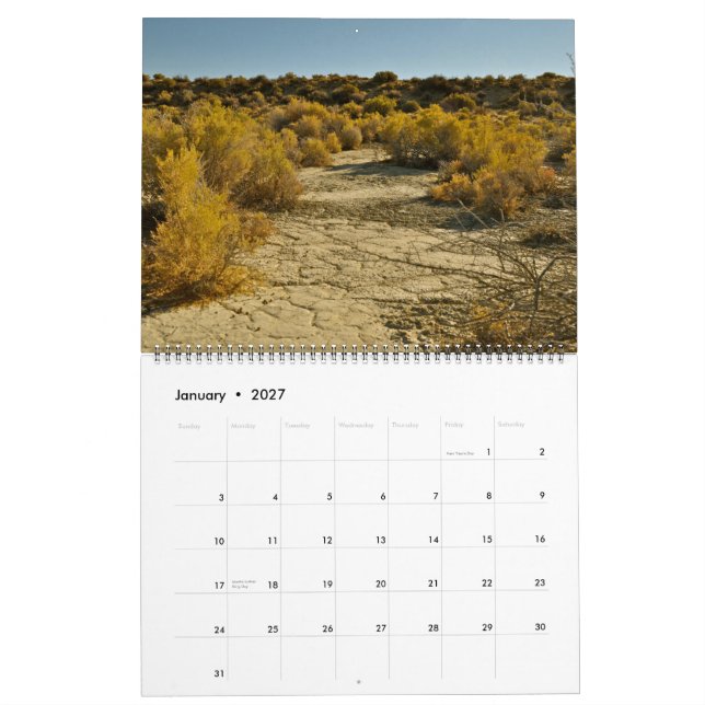 Calendario negro 2013-2014 de Playa del desierto (Jan 2027)
