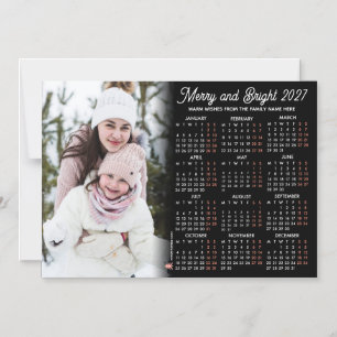 Calendario Negro 2027 Familiar Tarjeta Magnética
