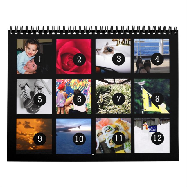 Calendario negro de fotos personalizadas 2026 Fáci (Tapa)