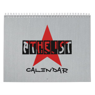 Calendario negro, gris y rojo ateo