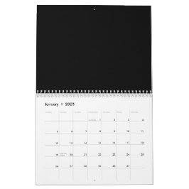 Calendario negro minimalista de lujo para espacios