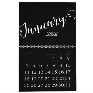 Calendario negro moderno y minimalista