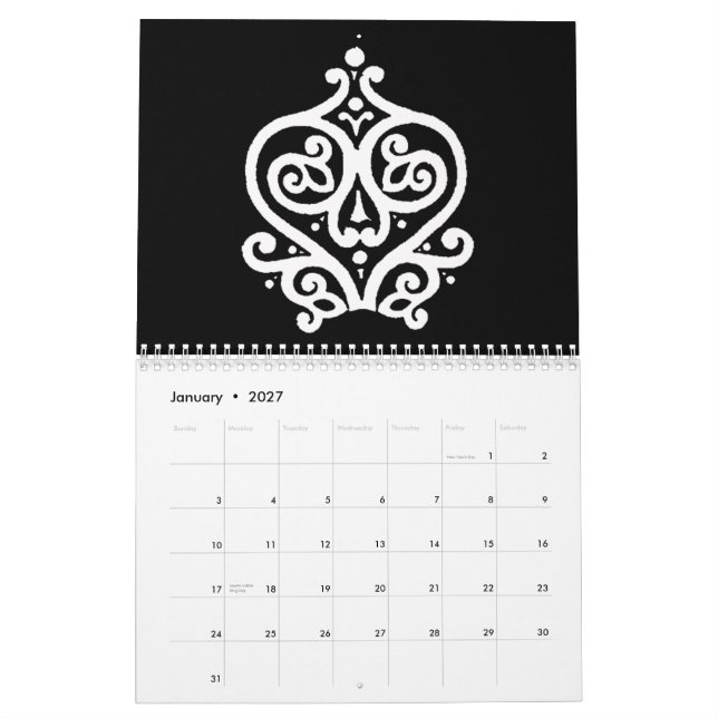 Calendario Negro y blanco 2009 (Jan 2027)