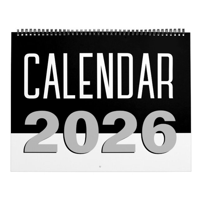 Calendario Negro y blanco Minimalista moderno 2024 (Tapa)