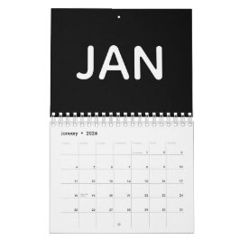 Calendario Negro y Blanco Moderno 2026
