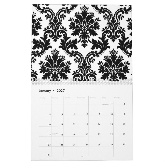 Calendario negro y del blanco 2011 (Jan 2027)
