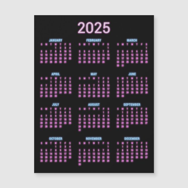 Calendario Neon 2025 (Anverso)