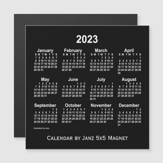 Calendario Neon Blanco 2023 de Janz 5x5 Magnet (Anverso/Reverso)