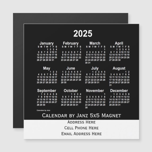 Calendario Neon White Business 2025 de Janz (Anverso/Reverso)