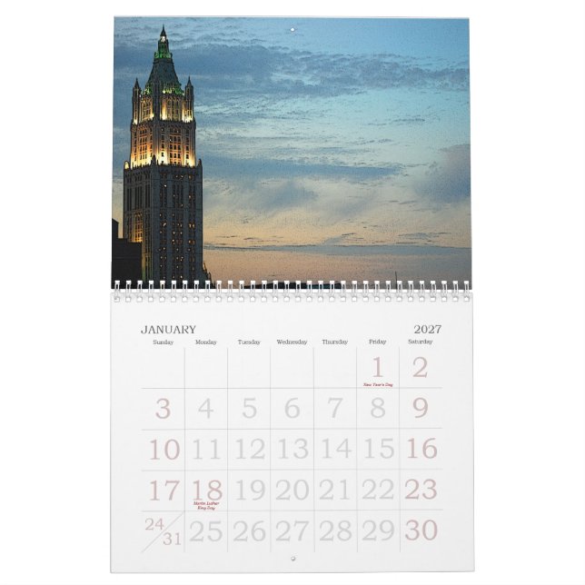 Calendario New York City (Jan 2027)