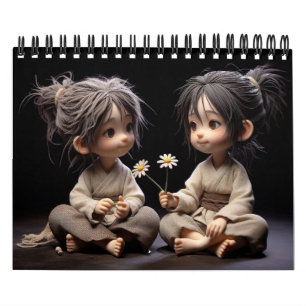 Calendario Niños Adorables Con Flores