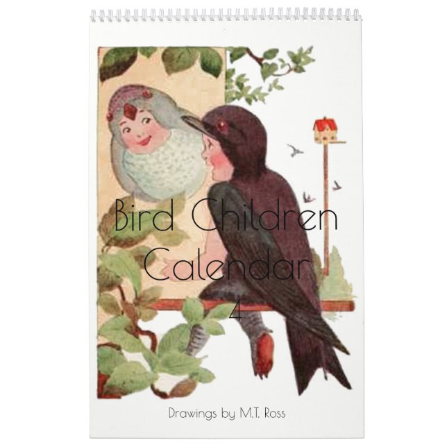 Calendario Niños lindos 4 del pájaro de los dibujos de la (Tapa)