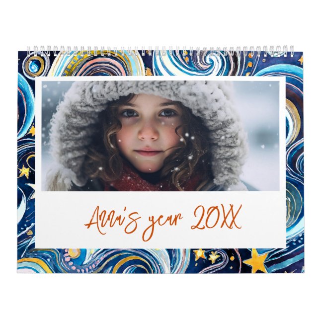Calendario Noche estrellada de niños foto colorida año nuevo (Tapa)
