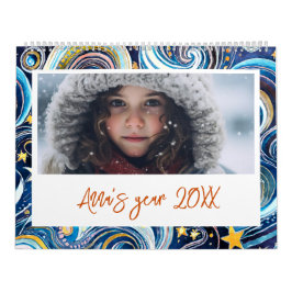 Calendario Noche estrellada de niños foto colorida año nuevo