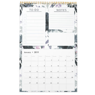Calendario Noctural Floral Watercolor Anual Planeado Mensual
