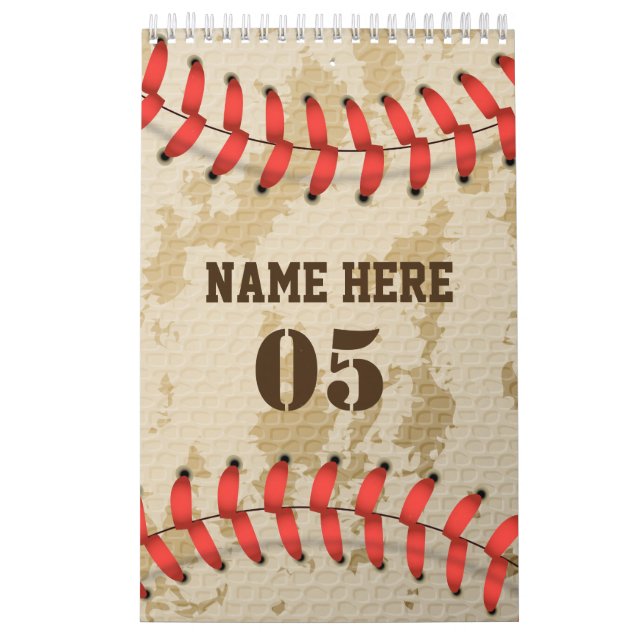 Calendario Nombre de béisbol vintage personalizado número ret (Tapa)