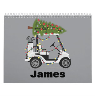 Calendario Nombre Personalizado Golfista Navidad Carro de Gol