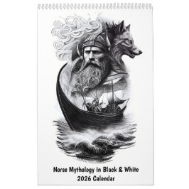 Calendario Norse Mythology in Black & White – 2026