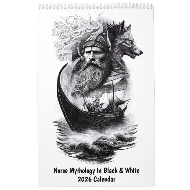 Calendario Norse Mythology in Black & White – 2026 (Tapa)
