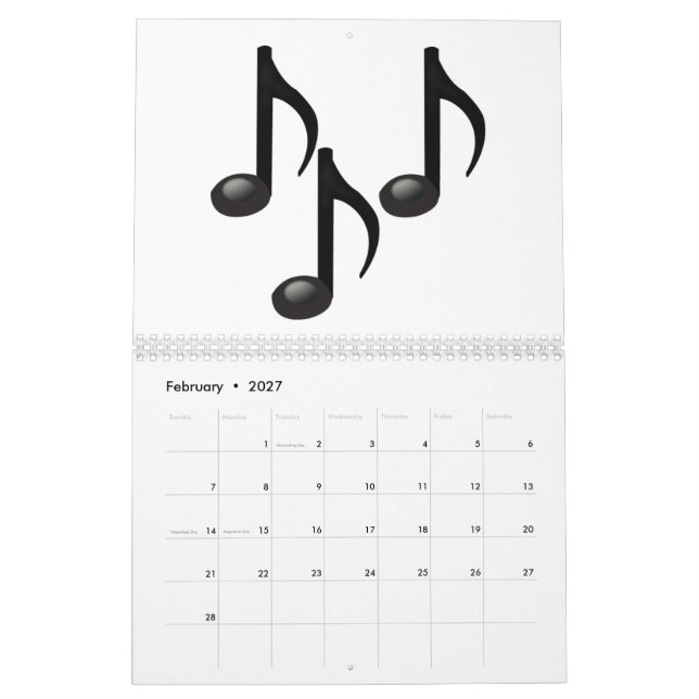 Calendario Notas musicales - Emoji (Feb 2027)