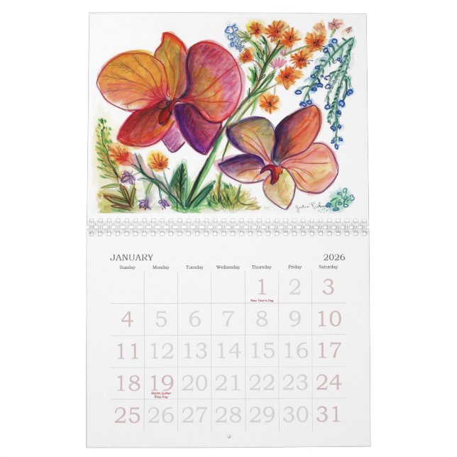 Calendario Nuevas pinturas de la flor del naranja y de la (Jan 2026)