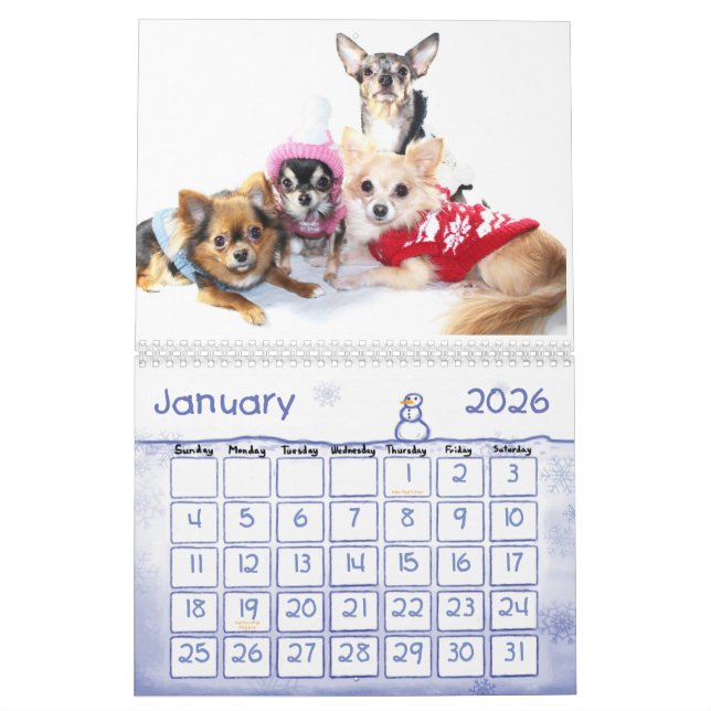 Calendario obsesivo del desorden de la chihuahua (Jan 2026)