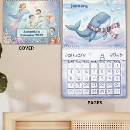 Calendario Ocean Sea Life Personalized Kids Calendar 2026