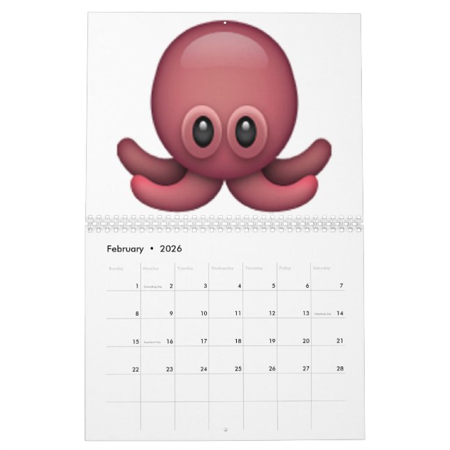Calendario Octopus - Emoji (Feb 2026)