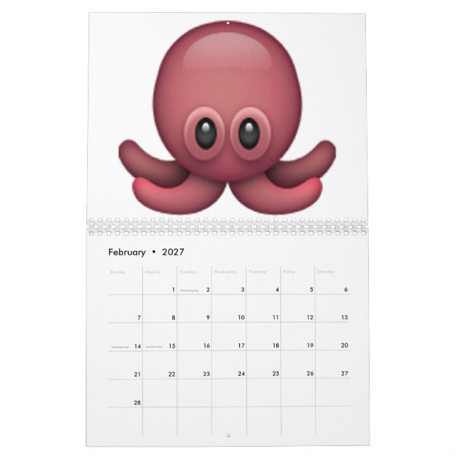 Calendario Octopus - Emoji (Feb 2027)