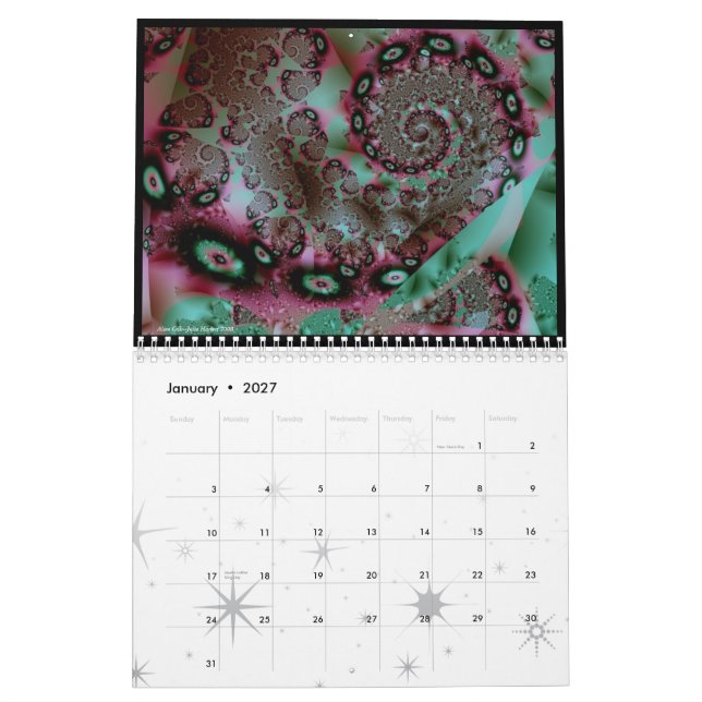 Calendario Ojo-Caramelo del fractal de Rainbowjellyfish - (Jan 2027)