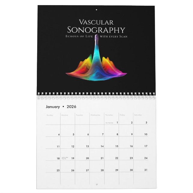 Calendario Olas de ultrasonido de color sonográfico vascular (Jan 2026)