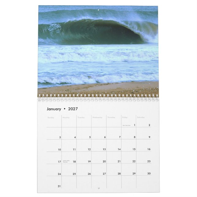 Calendario Ondas, viento, y arena Calander 2012 (Jan 2027)