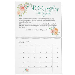 Calendario Oración de Verso Bíblico Floral Personalizado