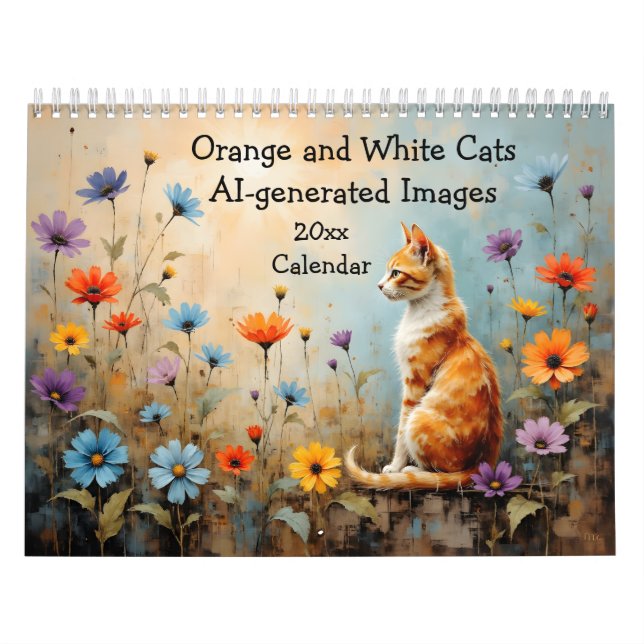 Calendario Orange and White Cats AI-generated Images (Tapa)