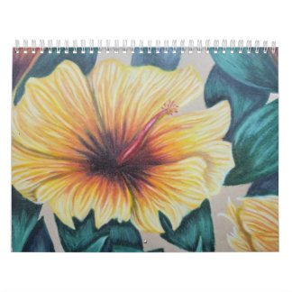 Calendario original de dibujo de flores tropicales