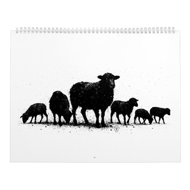Calendario Orkney Sheep — Ink Silhouette Flock (Tapa)