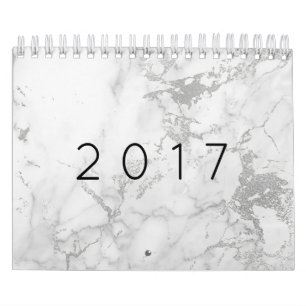 Calendario Oro de plata gris blanco de mármol del Minimalism